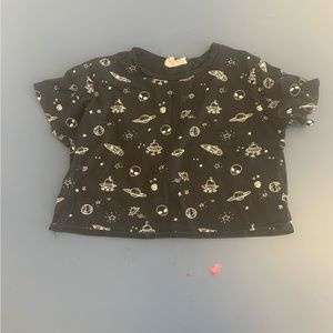 Black Alien Patterned Crop Top.